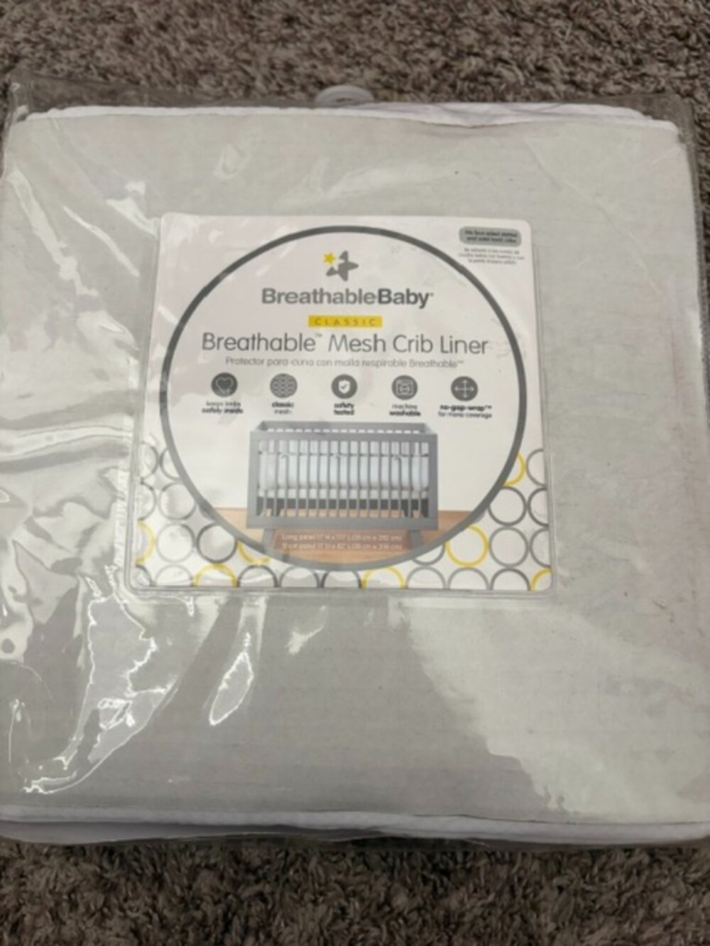 BreathableBaby Mesh Crib Liner White Unisex Mesh Material MPN 0241 for Crib